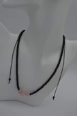 STONEAGE JEWELLERY Pembe Kuvars ve Oniks Taşlı Metalsiz Kolye - 3