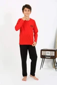 Akbeniz Erkek Çocuk Uzun Kol Penye Pijama Takım 20437 Kırmızı - 3
