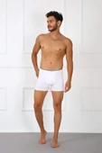 Akbeniz Erkek Büyük Beden Pamuklu Likralı Boxer Beyaz 40134 - 2