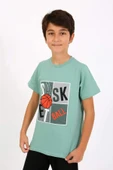 Akbeniz Erkek Çocuk Kısa Kol Penye Pijama Takım 20758 SuYeşili - 4