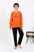 Akbeniz Erkek Çocuk Uzun Kol Penye Pijama Takım 20437 Turuncu - 3