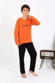 Akbeniz Erkek Çocuk Uzun Kol Penye Pijama Takım 20437 Turuncu - 1