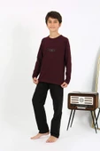 Akbeniz Erkek Çocuk Uzun Kol Penye Pijama Takım 20437 Bordo - 3