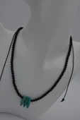 STONEAGE JEWELLERY Amazonit ve Oniks Taşlı Metalsiz Şifa Kolyesi - 3