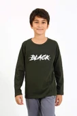 Akbeniz Erkek Çocuk Uzun Kol Penye Pijama Takım 20437 Haki - 3