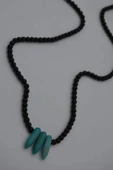STONEAGE JEWELLERY Amazonit ve Oniks Taşlı Metalsiz Şifa Kolyesi - 1