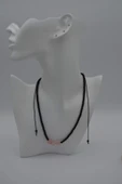 STONEAGE JEWELLERY Pembe Kuvars ve Oniks Taşlı Metalsiz Kolye - 4