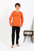 Akbeniz Erkek Çocuk Uzun Kol Penye Pijama Takım 20437 Turuncu - 4