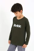 Akbeniz Erkek Çocuk Uzun Kol Penye Pijama Takım 20437 Haki - 1