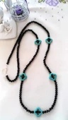 STONEAGE JEWELLERY Özel Tasarım Kristal ve Turkuaz Uzun Bayan Kolye - 1
