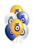 Vip-Aksesuar Karışık Renk Nazar Boncuğu Baskılı Balon 10 Adet - 1