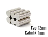 Neodyum Mıknatıs Silindir Çap 12mm , Kalınlık 1mm   ( 10 Adet) - 1
