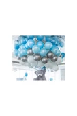 Vipfoni Metalik Balon Mavi - Beyaz - Gümüş Gri Karışık - 25 Adet - 1