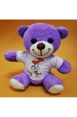 Vipfoni Mutlu Çift Tişörtlü Peluş Ayıcık - Mor - 1