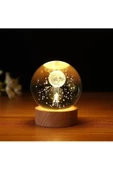 GC Gift Tasarımlı, Temalı Işıklı Usb'li Cam Küre Hediyelik Ahşap Altlıklı Masa Gece Lambası Astronot - 1