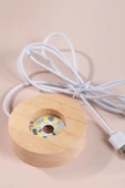 MUHEN Yarım Ay Astronot Temalı USB'li Işıklı Cam Küre Ahşap Altlıklı Gece Lambası Şık Hediye Seçeneği - 2