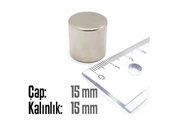 Neodyum Mıknatıs Silindir Çap 15mm , Kalınlık 15mm   ( 2 Adet) - 2