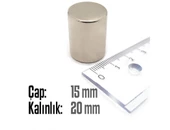 Neodyum Mıknatıs Silindir Çap 15mm , Kalınlık 20mm   ( 2 Adet) - 2