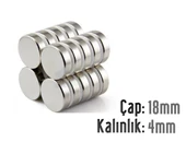 Neodyum Mıknatıs Silindir Çap 18mm , Kalınlık 4mm   ( 5 Adet) - 1