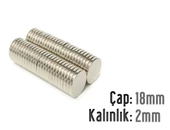 Neodyum Mıknatıs Silindir Çap 18mm , Kalınlık 2mm   ( 5 Adet) - 1