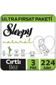 Sleepy Natural Bebek Bezi Ultra Avantaj Paketi 3 Numara Midi 4-9 Kg 224 Adet - 1