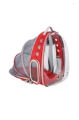 OkkoRed Açılır Yelpaze Hava Alabilen Kırmızı Astronot Kedi Çantası Evcil Hayvan Seyahat Çantası thumbnail 1