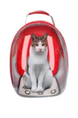 OkkoRed Açılır Yelpaze Hava Alabilen Kırmızı Astronot Kedi Çantası Evcil Hayvan Seyahat Çantası thumbnail 3