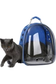 Ksburda Şeffaf Kedi Köpek Taşıma Çantası Astronot Çanta Kalın Cam Mavi Renk - 2