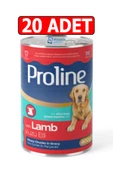 Pro Line Proline kuzu etli sos içinde et parçalı köpek konserve 20adet 400gr lamb kuzulu köpek yaş mama - 1