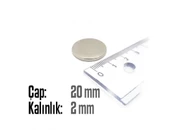 Neodyum Mıknatıs Silindir Çap 20mm , Kalınlık 2mm   ( 3 Adet) - 2