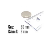 Neodyum Mıknatıs Silindir Çap 20mm , Kalınlık 3mm   ( 3 Adet) - 2