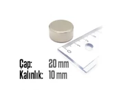 Neodyum Mıknatıs Silindir Çap 20mm , Kalınlık 10mm   ( 2 Adet) - 2