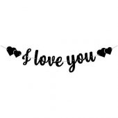 Siyah I Love You Kaligrafi Banner - 1