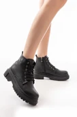 İnfon Ayakkabı Marketi 812-2129 Siyah Bağcıklı Fermuarlı Günlük Kadın Bot thumbnail 3