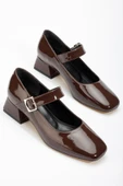 İnfon Ayakkabı Marketi St-006 Kahverengi Rugan Günlük 4 Cm Topuklu Ayakkabı - 4