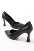 St-001 Siyah Günlük 9 Cm Topuklu Stiletto Ayakkabı - 5