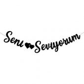 Siyah Seni Seviyorum Kaligrafi Banner - 1