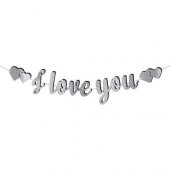 Gümüş I Love You Kaligrafi Banner - 1