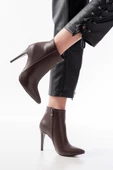Vrt-4802 Kahverengi Yüksek Ince Topuklu Fermuarlı Kadın Bot thumbnail 1