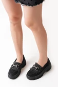 Vivole Shoes 749-750 Siyah Süet Tokalı Günlük Yüksek Tabanlı Loafer Ayakkabı - 2