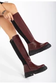 Bordo Arkası Streç Fermuarlı Günlük Kadın Çizme thumbnail 1