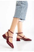 St-006 Bordo Rugan Günlük 4 Cm Topuklu Ayakkabı - 4