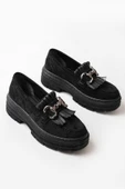 Vivole Shoes 749-750 Siyah Süet Tokalı Günlük Yüksek Tabanlı Loafer Ayakkabı - 5