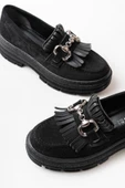 Vivole Shoes 749-750 Siyah Süet Tokalı Günlük Yüksek Tabanlı Loafer Ayakkabı - 4