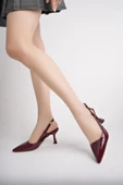 St-002 Bordo Rugan Günlük 7 Cm Topuklu Ayakkabı - 2