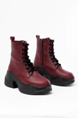 FZ-2550 Bordo Yüksek Tabanlı Bağcıklı Fermuarlı Günlük Kadın Bot thumbnail 4