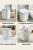 Baysa Akıllı Teknolojik Sensörlü Çöp Kovası Mutfak Banyo Ofis 20L UV Işık Antibakteriyel Koku Geçirmez - 6