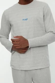 Erkek Polyester Bisiklet Yaka Uzun Kol Regular Fit Baskılı Örme Pijama Takımı - 3
