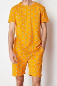 Erkek %100 Pamuk Bisiklet Yaka Kısa Kol Regular Fit Koala Baskılı Örme Şortlu Pijama Takımı - 1