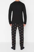 Erkek Pamuklu Bisiklet Yaka Uzun Kol Regular Fit Hayvan Desenli Örme Pijama Takımı - 5